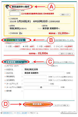 予約フォームの入力手続き